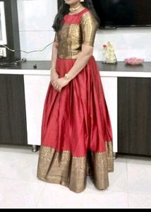 Premium Maroon Banarasi Style Ethnic Wear Gown