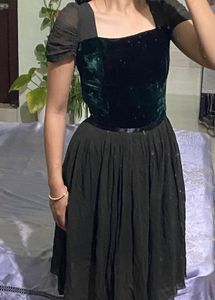 Elegant Velvet &amp; Chiffon Corset Dress