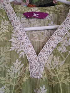 Stylish Green Leaf Print Kurta