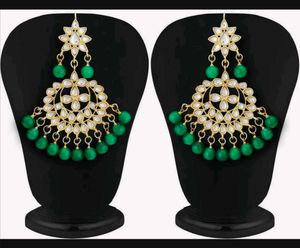 kundan Green Earrings