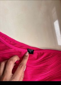 Hot Pink One Shoulder Textured Top
