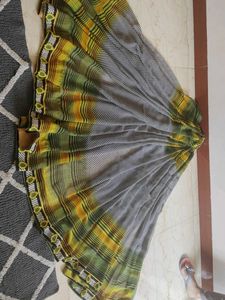 Elegant Saree - Grey, Yellow &amp; Green