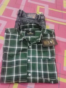 Green Plaid Men's Casual Shirt