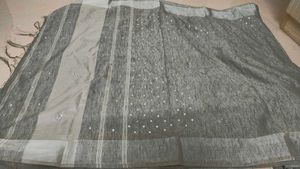 Elegant Grey Saree with Embellishments