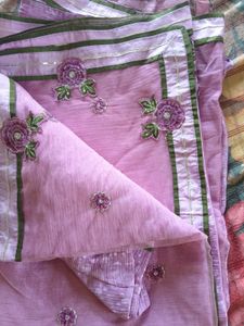beautiful geograte and netted mix saree