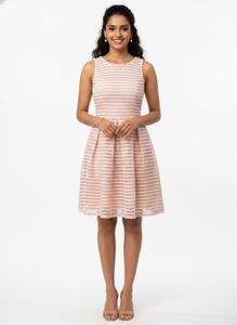 Chic Pink Lace Striped Dress
