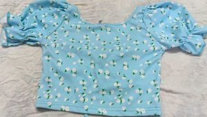 Cute Blue Floral Top