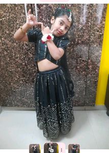 Girls' Black Lehenga Choli Set