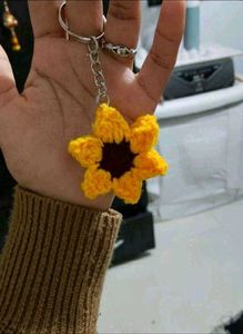 Handmade Crochet Sunflower Keychain