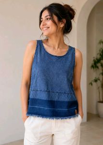 Denim Sleeveless Top | Size S