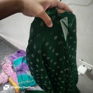 Elegant Emerald Green Saree with Silver.  special