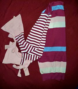 Striped Knit Sweater with Bow Detail