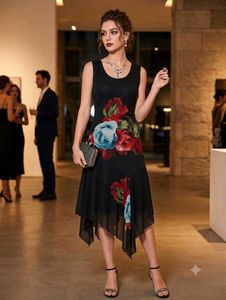 Chic Black Floral Print Dress