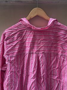 Chic Pink Striped Button-Up Top