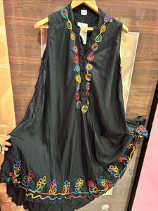 Black Kurta with Colorful Embroidery