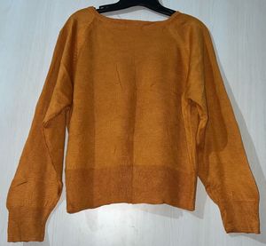 V-Neck Orange Knit Sweater