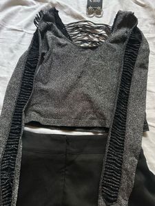 Sparkly Cutout Back Long Sleeve Top