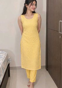 Beautiful Yellow Embroidered Kurta
