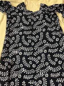 Black & White Floral Print Kurta