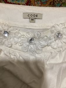White One-Shoulder Embellished Top