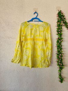 Vibrant Yellow Floral Print Kurta