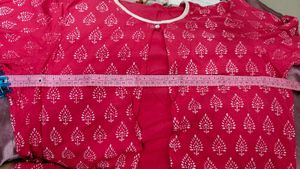Pink&amp;White Jacket Styled (attached) Printed Kurti
