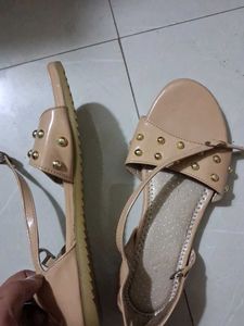 Nude Studded Ankle Strap Sandals