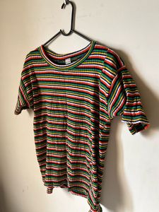 Colorful Striped Ribbed Knit Top