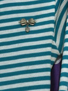 Striped Long Sleeve Top with Bow Detail