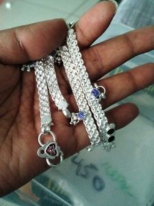 Elegant Silver Anklets with Blue Accents