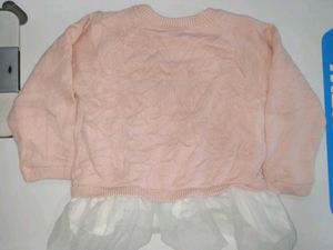 Balabala Baby Girl Soft Knit Crown Top with Net Ru