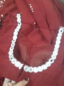 Mirrorwork Saree With Padded Blouse