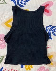 Ribbed Black Crop Tank Top