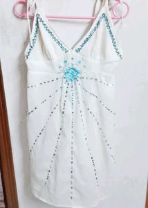 White Beaded Summer Top