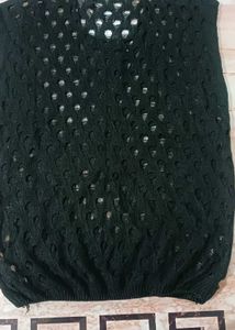 Chic Black Cut-Out Mesh Top with Tank