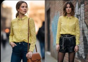 Elegant Yellow Lace Blouse