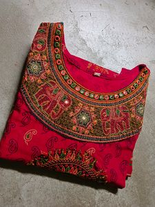 Pure Cotton Red Beautiful Kurta