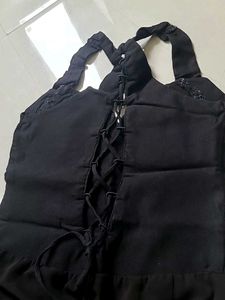 Elegant Black Halter Neck Maxi cap dress