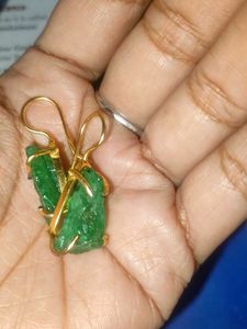 Raw Emerald Drop Earrings