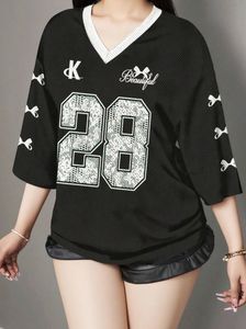 Trendy Streetwear Oversize Black Jersey T-Shirt