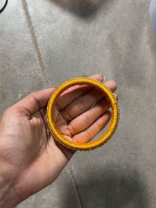 Yellow Embellished Silk Thread Bangle