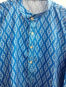 NEW MEN'S BLUE PRINTED KURTA