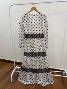 Kazo White Polka Dot Midi Dress