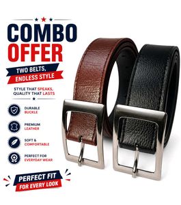 New 2 Pack Mens Rexine Belts