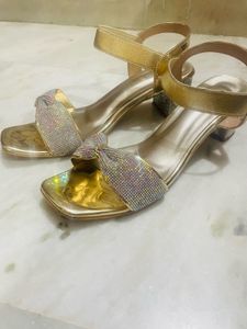 Sparkling Gold Block Heels