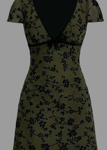 Olive Floral Print Mini Dress