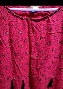 Elegant red crepe kurti