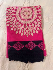 New Embroidered Pink & Black Stole