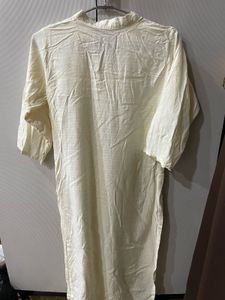Cream Striped Cotton Kurta