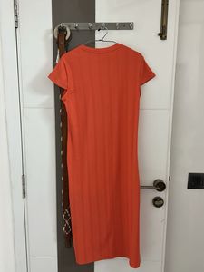 Orange Ribbed body con Dress
